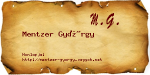 Mentzer György névjegykártya
